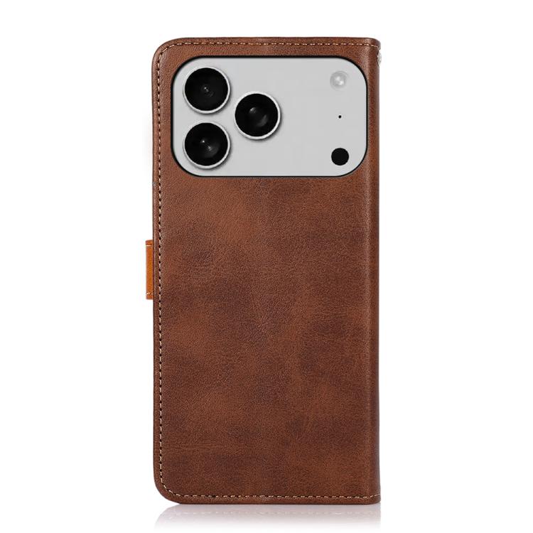 For iPhone 17 Pro KHAZNEH Dual-color Cowhide Texture Flip Leather Phone Case(Brown) - iPhone 17 Pro Cases by buy2fix | Online Shopping UK | buy2fix
