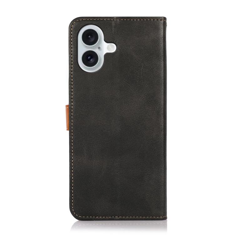 For iPhone 17 KHAZNEH Dual-color Cowhide Texture Flip Leather Phone Case(Black) - iPhone 17 Cases by buy2fix | Online Shopping UK | buy2fix