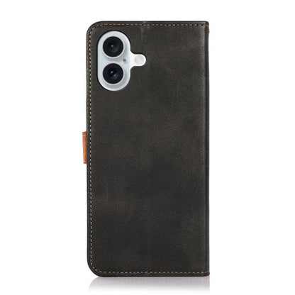 For iPhone 17 KHAZNEH Dual-color Cowhide Texture Flip Leather Phone Case(Black) - iPhone 17 Cases by buy2fix | Online Shopping UK | buy2fix