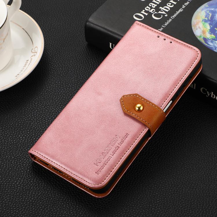 For iPhone 17 KHAZNEH Dual-color Cowhide Texture Flip Leather Phone Case(Rose Gold) - iPhone 17 Cases by buy2fix | Online Shopping UK | buy2fix