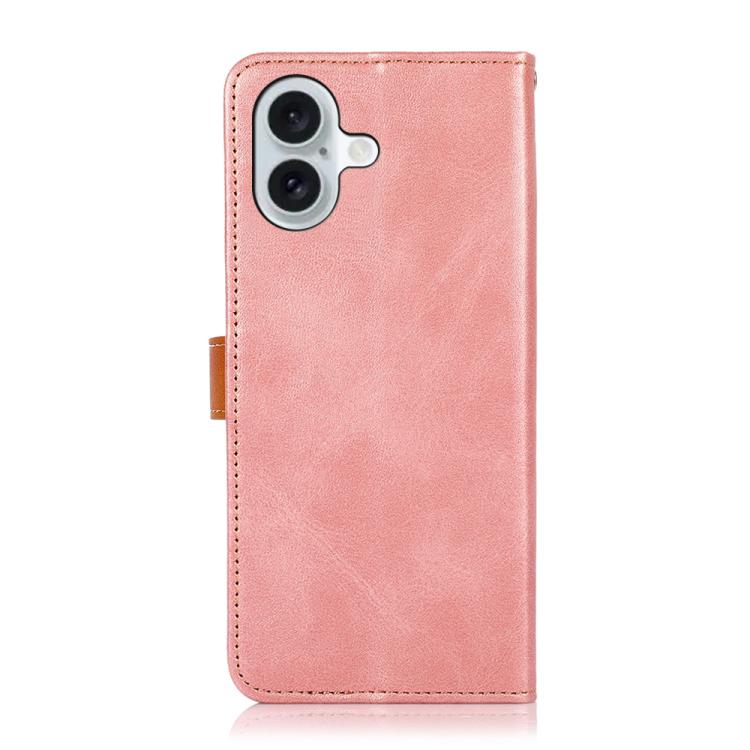 For iPhone 17 KHAZNEH Dual-color Cowhide Texture Flip Leather Phone Case(Rose Gold) - iPhone 17 Cases by buy2fix | Online Shopping UK | buy2fix