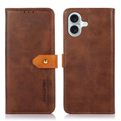 For iPhone 17 KHAZNEH Dual-color Cowhide Texture Flip Leather Phone Case(Brown) - iPhone 17 Cases by buy2fix | Online Shopping UK | buy2fix