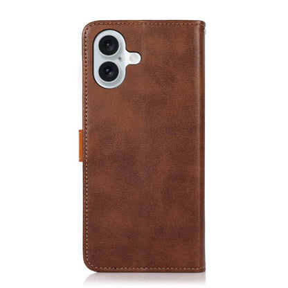 For iPhone 17 KHAZNEH Dual-color Cowhide Texture Flip Leather Phone Case(Brown) - iPhone 17 Cases by buy2fix | Online Shopping UK | buy2fix