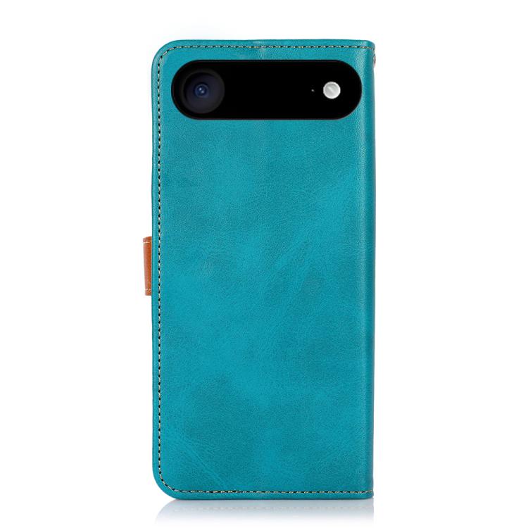 For iPhone 17 Air KHAZNEH Dual-color Cowhide Texture Flip Leather Phone Case(Blue) - iPhone 17 Air Cases by buy2fix | Online Shopping UK | buy2fix