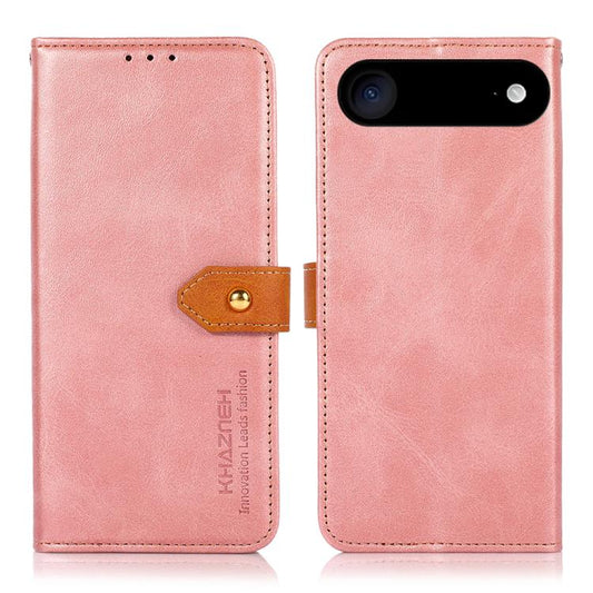 For iPhone 17 Air KHAZNEH Dual-color Cowhide Texture Flip Leather Phone Case(Rose Gold) - iPhone 17 Air Cases by buy2fix | Online Shopping UK | buy2fix