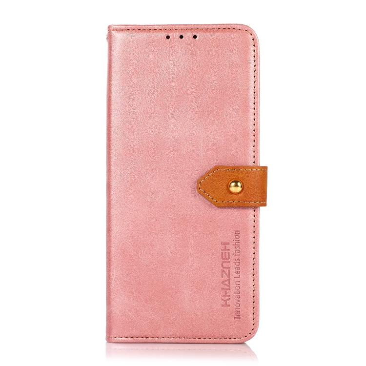 For iPhone 17 Air KHAZNEH Dual-color Cowhide Texture Flip Leather Phone Case(Rose Gold) - iPhone 17 Air Cases by buy2fix | Online Shopping UK | buy2fix