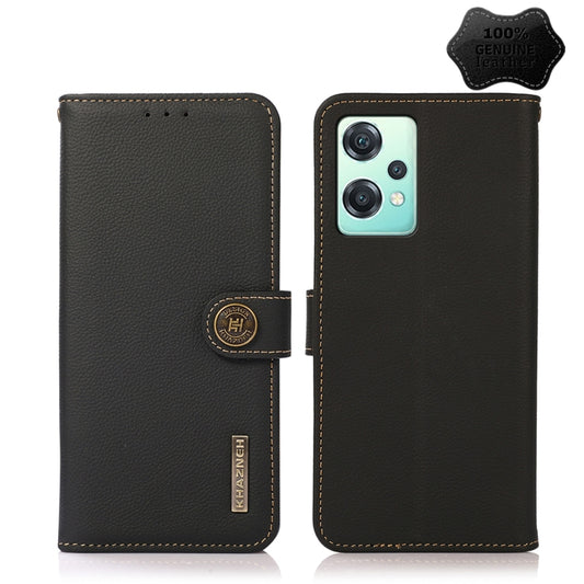 For OnePlus Nord CE 2 Lite 5G KHAZNEH Custer Genuine Leather RFID Phone Case(Black) - OnePlus Cases by buy2fix | Online Shopping UK | buy2fix