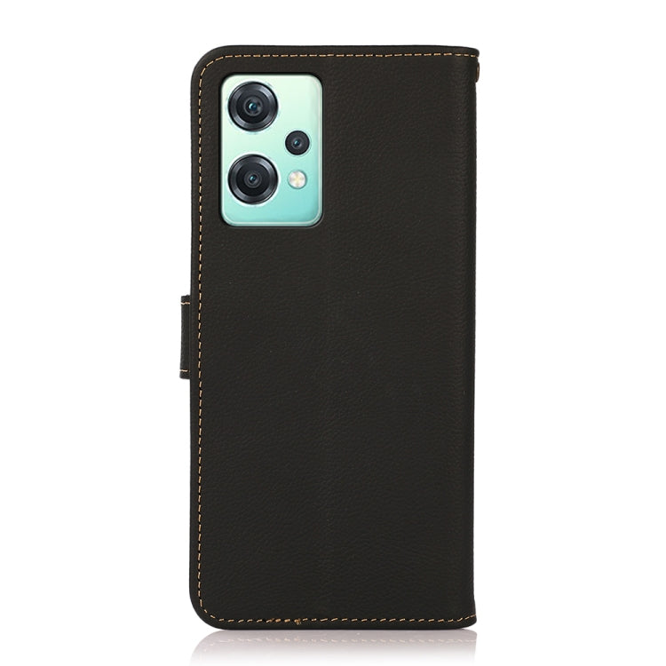 For OnePlus Nord CE 2 Lite 5G KHAZNEH Custer Genuine Leather RFID Phone Case(Black) - OnePlus Cases by buy2fix | Online Shopping UK | buy2fix
