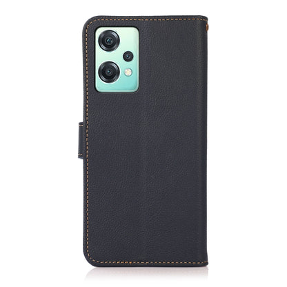 For OnePlus Nord CE 2 Lite 5G KHAZNEH Custer Genuine Leather RFID Phone Case(Blue) - OnePlus Cases by buy2fix | Online Shopping UK | buy2fix