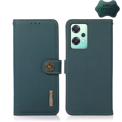 For OnePlus Nord CE 2 Lite 5G KHAZNEH Custer Genuine Leather RFID Phone Case(Green) - OnePlus Cases by buy2fix | Online Shopping UK | buy2fix