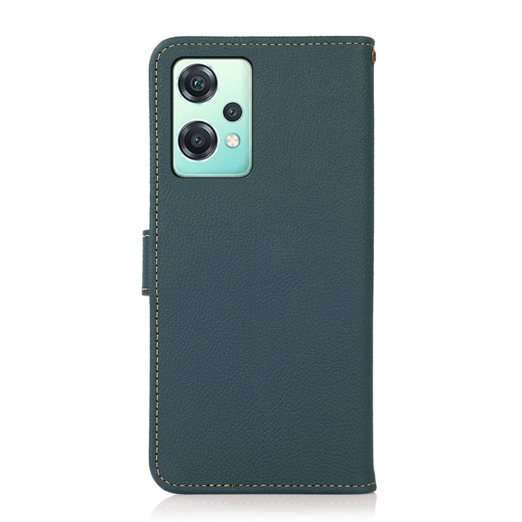 For OnePlus Nord CE 2 Lite 5G KHAZNEH Custer Genuine Leather RFID Phone Case(Green) - OnePlus Cases by buy2fix | Online Shopping UK | buy2fix