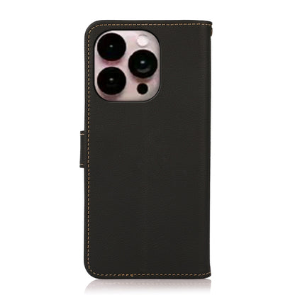 For iPhone 14 Pro Max KHAZNEH Custer Genuine Leather RFID Phone Case (Black) - iPhone 14 Pro Max Cases by buy2fix | Online Shopping UK | buy2fix