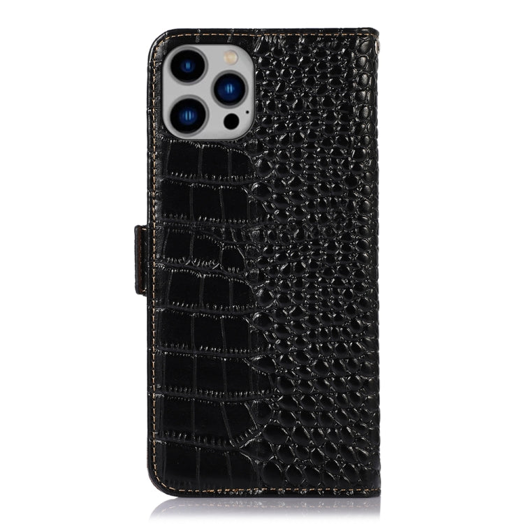 For iPhone 14 Plus Crocodile Top Layer Cowhide Leather Phone Case  (Black) - iPhone 14 Plus Cases by buy2fix | Online Shopping UK | buy2fix