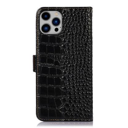 For iPhone 14 Plus Crocodile Top Layer Cowhide Leather Phone Case  (Black) - iPhone 14 Plus Cases by buy2fix | Online Shopping UK | buy2fix