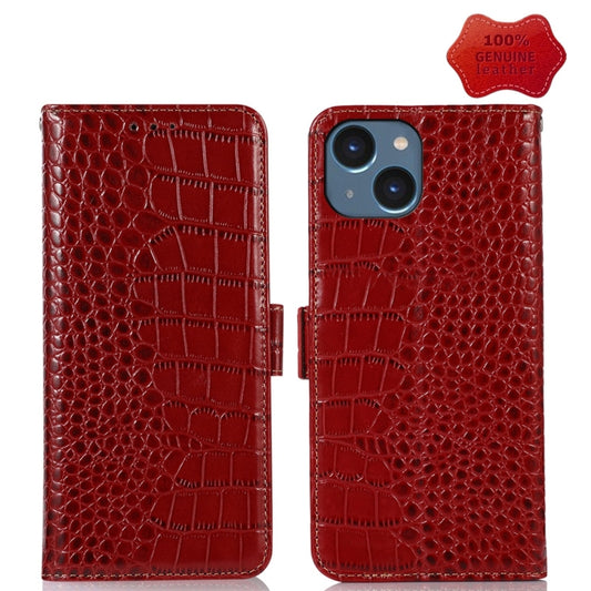 For iPhone 14 Plus Crocodile Top Layer Cowhide Leather Phone Case  (Red) - iPhone 14 Plus Cases by buy2fix | Online Shopping UK | buy2fix