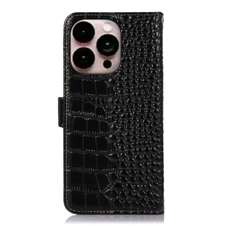 For iPhone 14 Pro Max Crocodile Top Layer Cowhide Leather Phone Case (Black) - iPhone 14 Pro Max Cases by buy2fix | Online Shopping UK | buy2fix