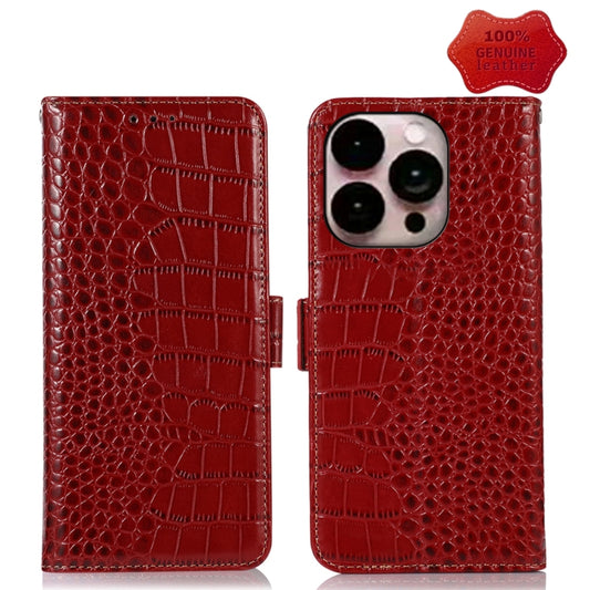 For iPhone 14 Pro Max Crocodile Top Layer Cowhide Leather Phone Case (Red) - iPhone 14 Pro Max Cases by buy2fix | Online Shopping UK | buy2fix