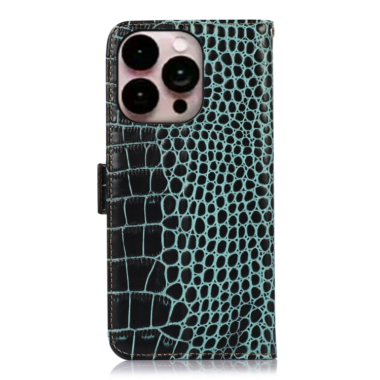 For iPhone 14 Pro Max Crocodile Top Layer Cowhide Leather Phone Case (Green) - iPhone 14 Pro Max Cases by buy2fix | Online Shopping UK | buy2fix