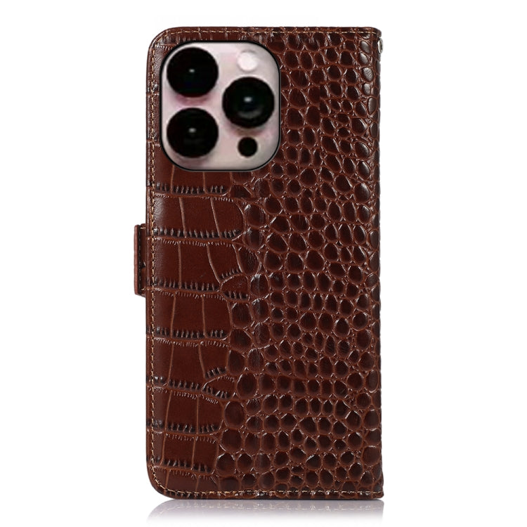 For iPhone 14 Pro Max Crocodile Top Layer Cowhide Leather Phone Case (Brown) - iPhone 14 Pro Max Cases by buy2fix | Online Shopping UK | buy2fix