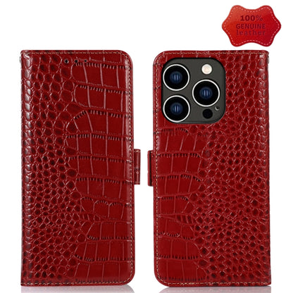 For iPhone 14 Pro Crocodile Top Layer Cowhide Leather Phone Case (Red) - iPhone 14 Pro Cases by buy2fix | Online Shopping UK | buy2fix