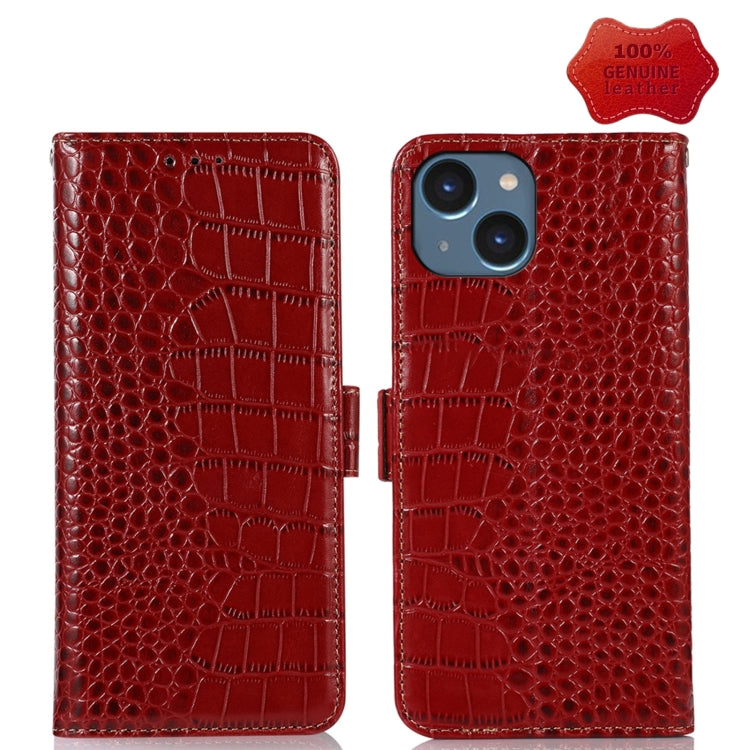 For iPhone 14 Crocodile Top Layer Cowhide Leather Phone Case (Red) - iPhone 14 Cases by buy2fix | Online Shopping UK | buy2fix