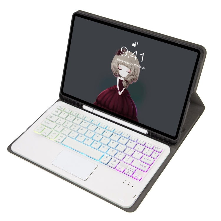 A07B-AS Lambskin Pen Slot Touch Pad Backlight Bluetooth Keyboard Leather Tablet Case For iPad 9.7 2018&2017 / Pro 9.7 / Air 2(Rose Gold) by buy2fix