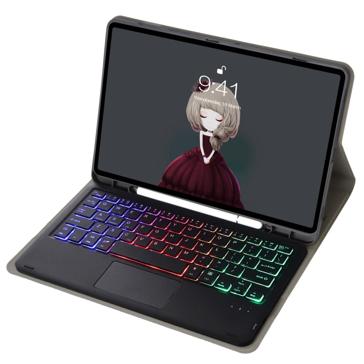 A07B-AS Lambskin Pen Slot Touch Pad Backlight Bluetooth Keyboard Leather Tablet Case For iPad 9.7 2018&2017 / Pro 9.7 / Air 2(Blue) by buy2fix