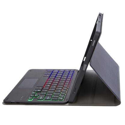 A11B-AS Lambskin Pen Slot Touch Pad Backlight Bluetooth Keyboard Leather Tablet Case For iPad Air 11 2025 / 2024 / Air 2022&2020 / Pro 11 2021&2020&2018(Blue) by buy2fix