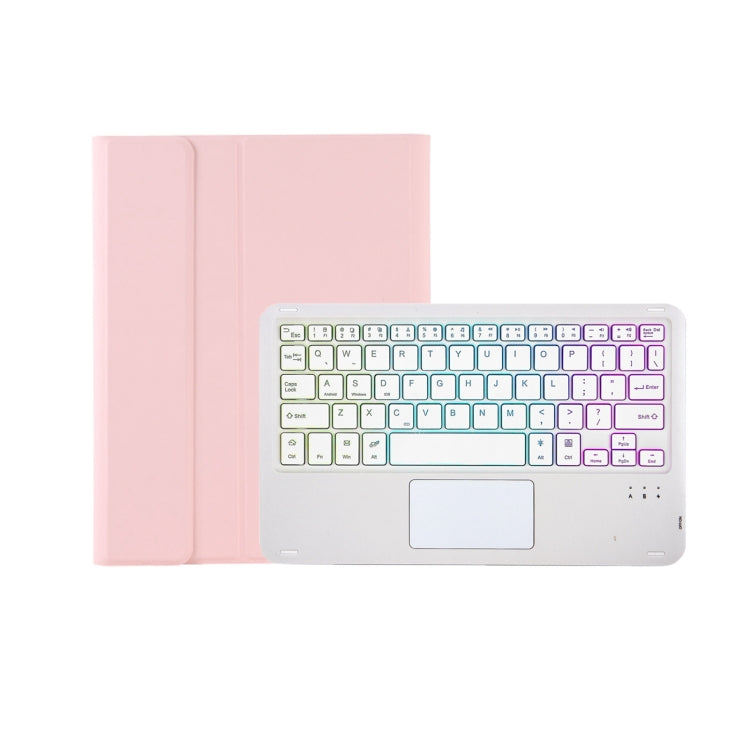 T102B-AS Skin Feel Pen Slot Touch Pad Backlight Bluetooth Keyboard Leather Tablet Case For iPad 10.2 2021&2020&2019/Air 2019/Pro 10.5(Pink) by buy2fix