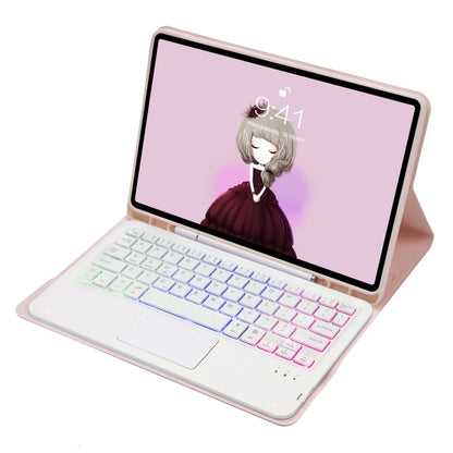 T102B-AS Skin Feel Pen Slot Touch Pad Backlight Bluetooth Keyboard Leather Tablet Case For iPad 10.2 2021&2020&2019/Air 2019/Pro 10.5(Pink) by buy2fix