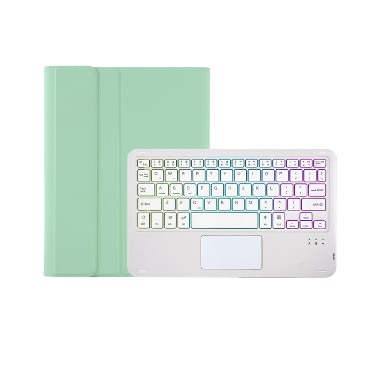 T102B-AS Skin Feel Pen Slot Touch Pad Backlight Bluetooth Keyboard Leather Tablet Case For iPad 10.2 2021&2020&2019/Air 2019/Pro 10.5(Mint Green) by buy2fix