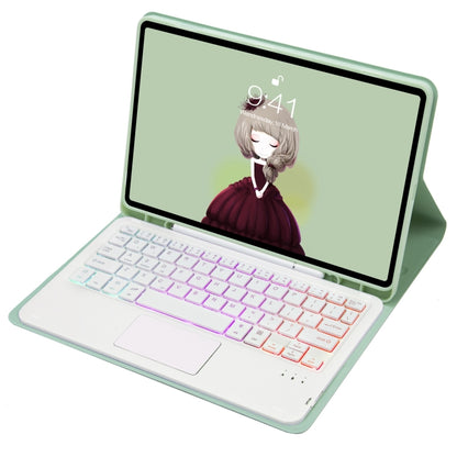 T102B-AS Skin Feel Pen Slot Touch Pad Backlight Bluetooth Keyboard Leather Tablet Case For iPad 10.2 2021&2020&2019/Air 2019/Pro 10.5(Mint Green) by buy2fix
