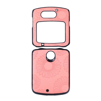 For Motorola Razr 5G Sunflower Pattern PU+TPU+PC Shockproof Phone Case(Pink) by buy2fix