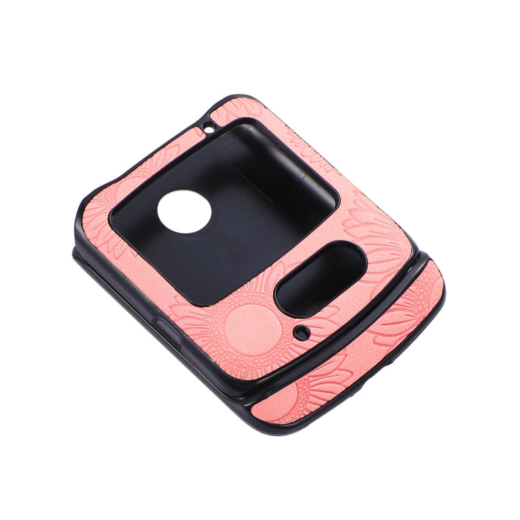 For Motorola Razr 5G Sunflower Pattern PU+TPU+PC Shockproof Phone Case(Pink) by buy2fix