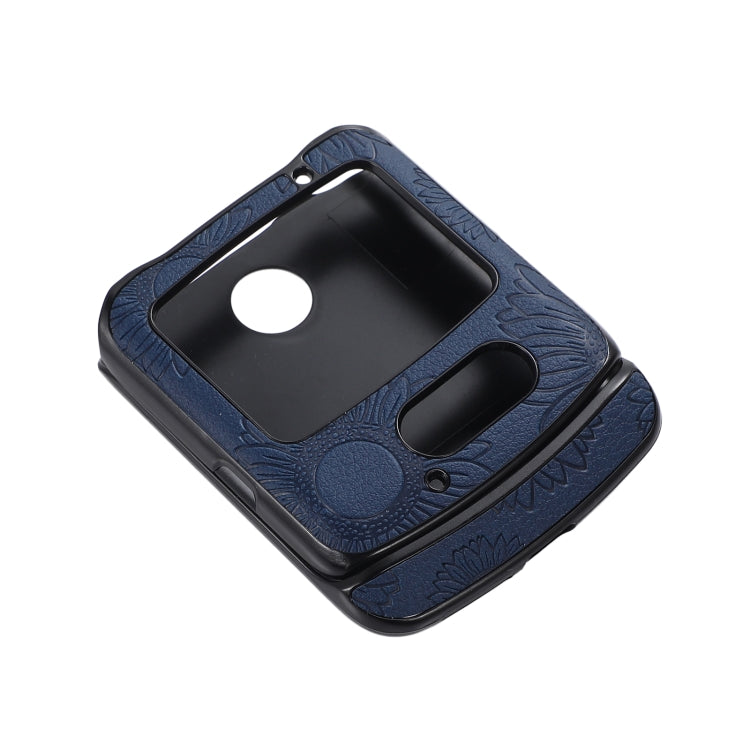 For Motorola Razr 5G Sunflower Pattern PU+TPU+PC Shockproof Phone Case(Blue) by buy2fix