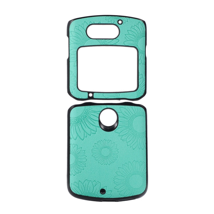 For Motorola Razr 5G Sunflower Pattern PU+TPU+PC Shockproof Phone Case(Baby Blue) by buy2fix
