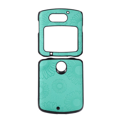For Motorola Razr 5G Sunflower Pattern PU+TPU+PC Shockproof Phone Case(Baby Blue) by buy2fix