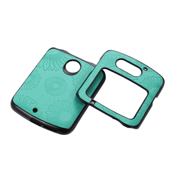 For Motorola Razr 5G Sunflower Pattern PU+TPU+PC Shockproof Phone Case(Baby Blue) by buy2fix