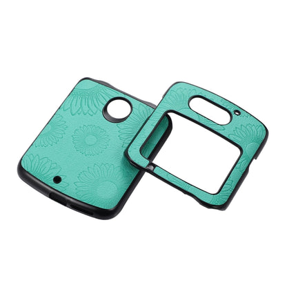 For Motorola Razr 5G Sunflower Pattern PU+TPU+PC Shockproof Phone Case(Baby Blue) by buy2fix
