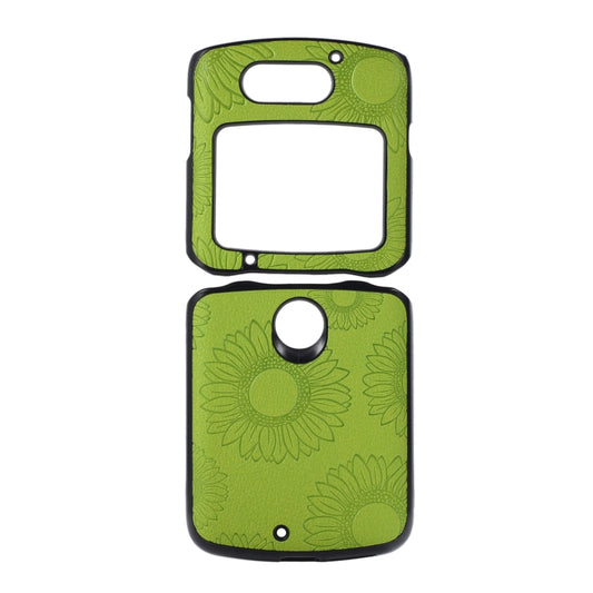 For Motorola Razr 5G Sunflower Pattern PU+TPU+PC Shockproof Phone Case(Light Green) by buy2fix