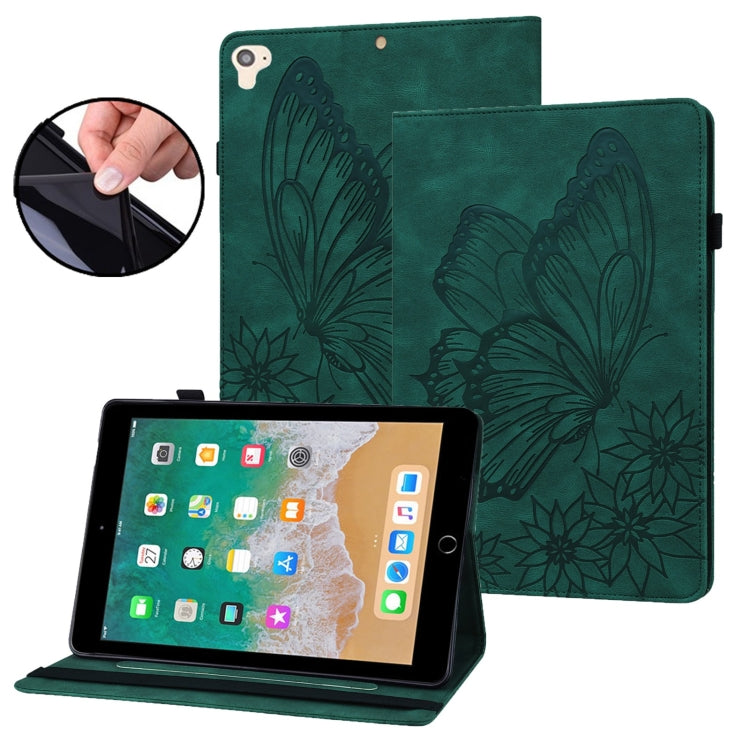 Big Butterfly Embossed Smart Leather Tablet Case For iPad Air 2 / 9.7 2018&2017(Green) - iPad 9.7 (2018) & (2017) Cases by buy2fix | Online Shopping UK | buy2fix