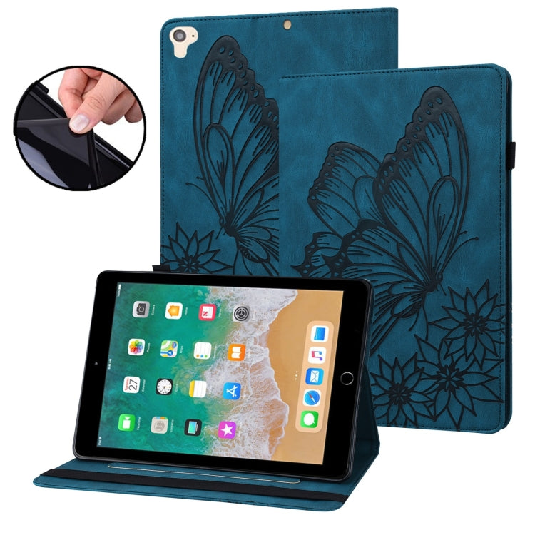 Big Butterfly Embossed Smart Leather Tablet Case For iPad Air 2 / 9.7 2018&2017(Blue) - iPad 9.7 (2018) & (2017) Cases by buy2fix | Online Shopping UK | buy2fix