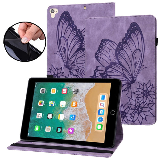 Big Butterfly Embossed Smart Leather Tablet Case For iPad Air 2 / 9.7 2018&2017(Purple) - iPad 9.7 (2018) & (2017) Cases by buy2fix | Online Shopping UK | buy2fix