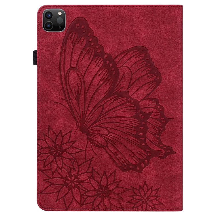 For iPad Pro 11 2022 / 2021 / 2020 / Air 2020 10.9 / 11 2024 Big Butterfly Embossed Smart Leather Tablet Case(Red) - iPad Pro 11 (2022/2021) Cases by buy2fix | Online Shopping UK | buy2fix