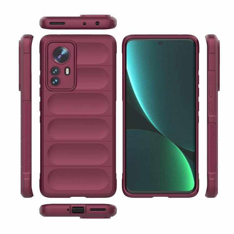 For Xiaomi 12 Pro Magic Shield TPU + Flannel Phone Case(Wine Red) - Xiaomi Cases by buy2fix | Online Shopping UK | buy2fix