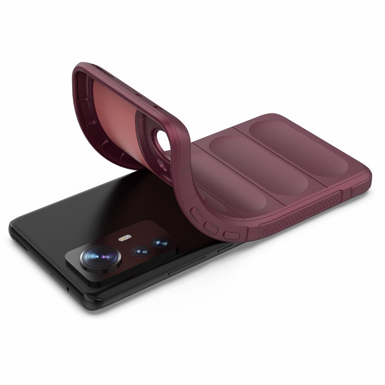 For Xiaomi 12 Pro Magic Shield TPU + Flannel Phone Case(Wine Red) - Xiaomi Cases by buy2fix | Online Shopping UK | buy2fix