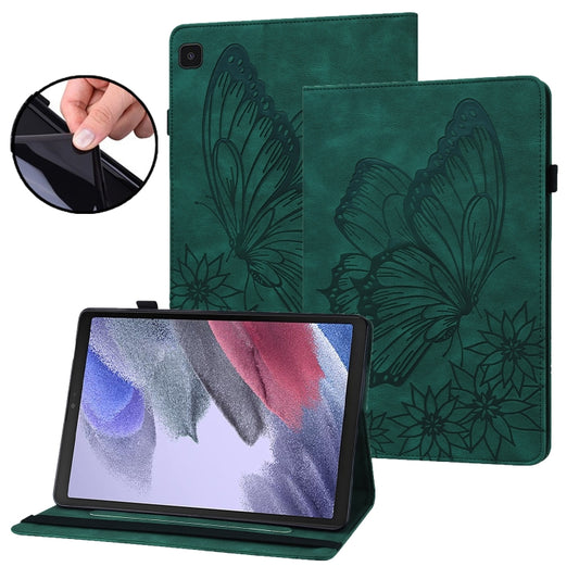 For Samsung Galaxy Tab A7 Lite T220/T225 Big Butterfly Embossed Leather Tablet Case(Green) by buy2fix