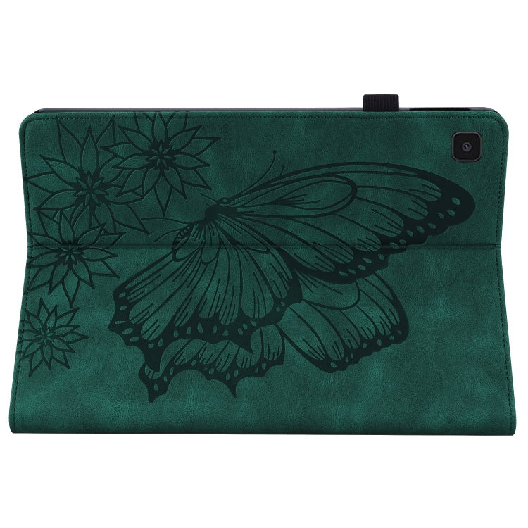 For Samsung Galaxy Tab A7 Lite T220/T225 Big Butterfly Embossed Leather Tablet Case(Green) by buy2fix