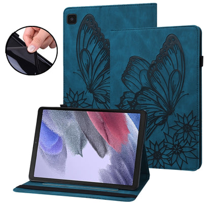 For Samsung Galaxy Tab A7 Lite T220/T225 Big Butterfly Embossed Leather Tablet Case(Blue) by buy2fix