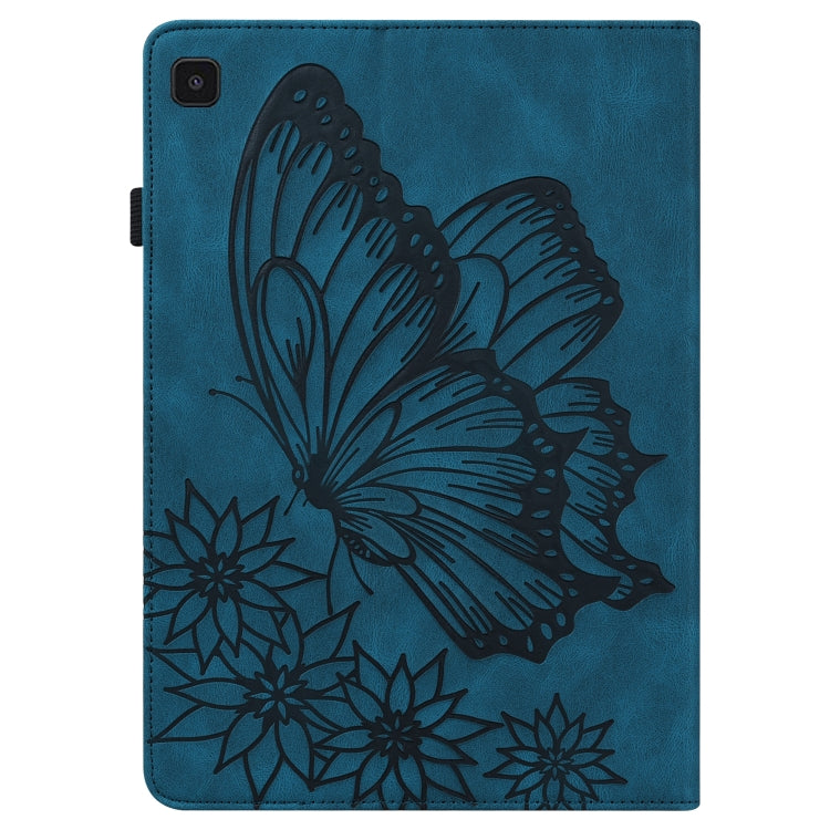 For Samsung Galaxy Tab A7 Lite T220/T225 Big Butterfly Embossed Leather Tablet Case(Blue) by buy2fix
